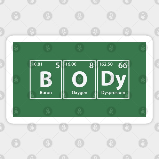 Body (B-O-Dy) Periodic Elements Spelling Sticker by cerebrands